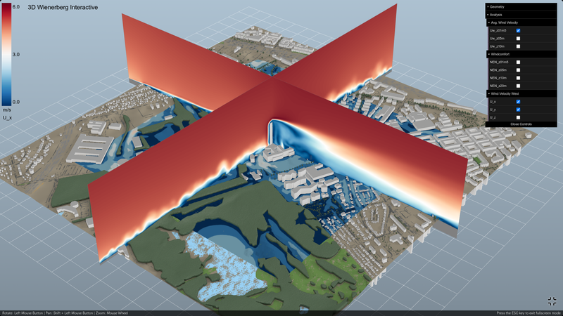 Interactive 3D wind simulation for urban development in browser.