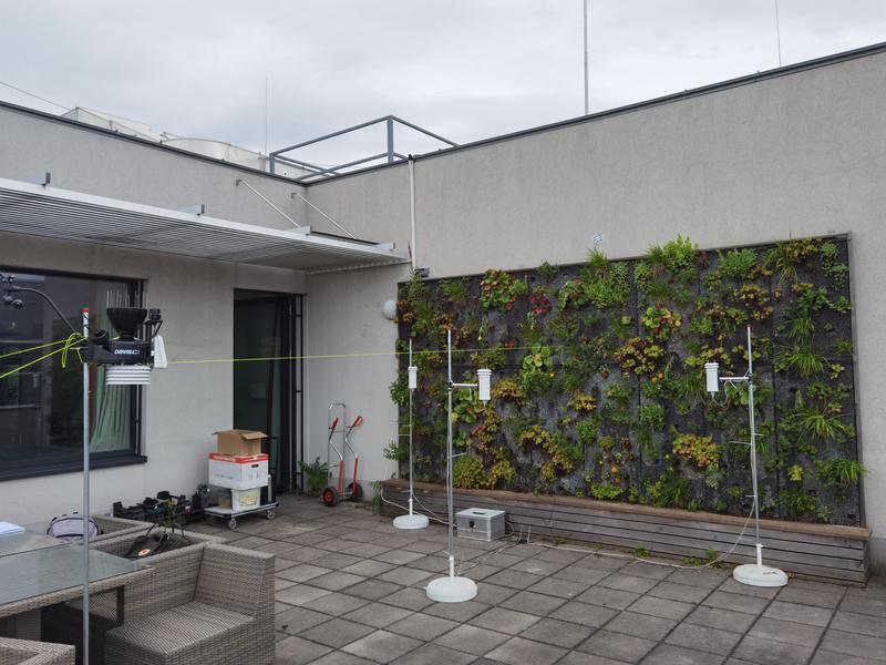 Measurement setup for green wall installation (with permission from Vienna University of Technology)
