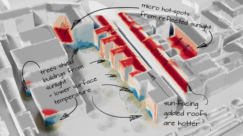 Detailed look at surface temperatures around Alfred-Grünwald-Park, Vienna.