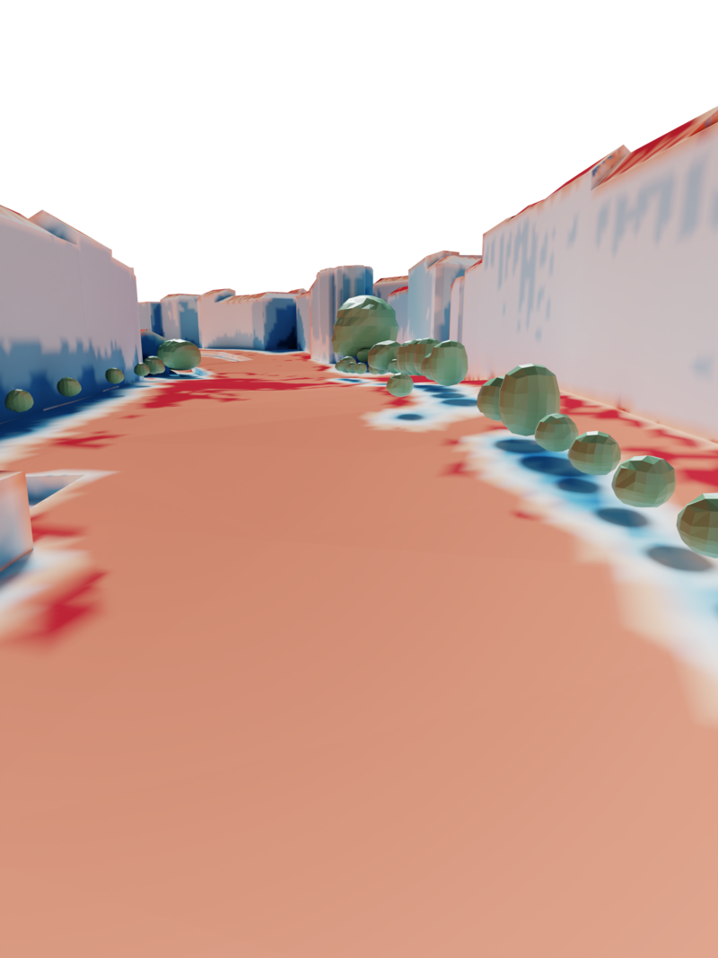 Simulated surface temperature Naschmarkt 53-54°C