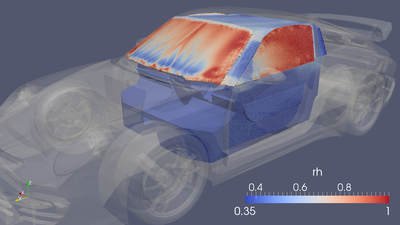Car wind shield defogging simulation.