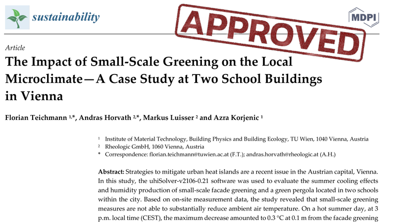 The Impact of Small-Scale Greening on the Local Microclimate—A Case Study at Two School Buildings in Vienna - Publication Certification for Sustainability