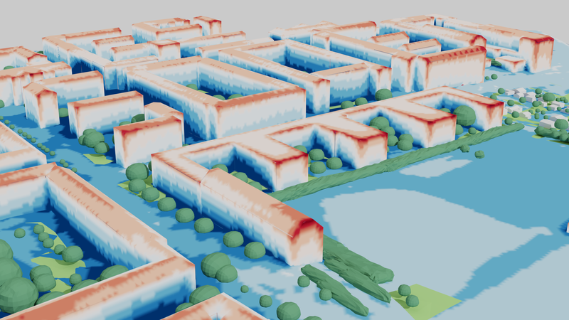 Temperature of various urban surfaces in microclimate simulation.