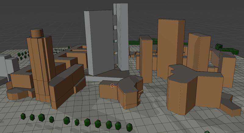 Architecture design prepared for microclimate simulation. All 3-dimensional closed shapes are valid. Rounded structures, thin walls, structures with openings are all fine, as long as they enclose watertight volumes.