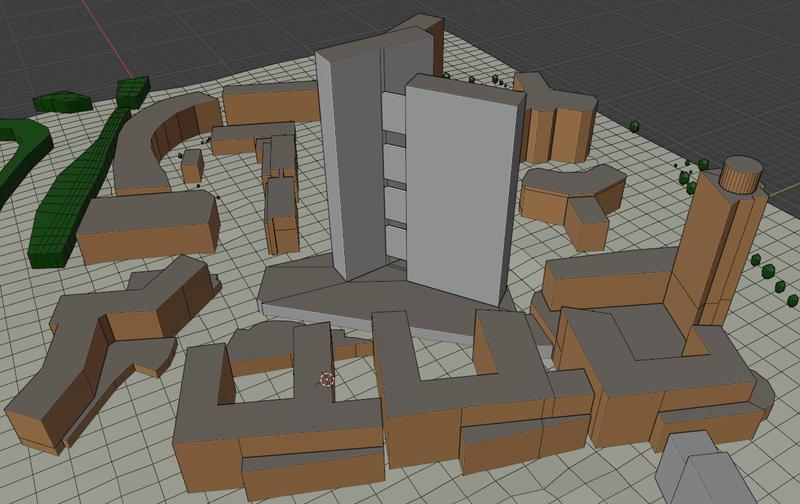 City block for urban wind / microclimate simulation. Rounded structures, holes in buildings and architectural details down to a LoD of about 20cm are fully supported. Smaller structures can also be refined for inclusion in the simulation.